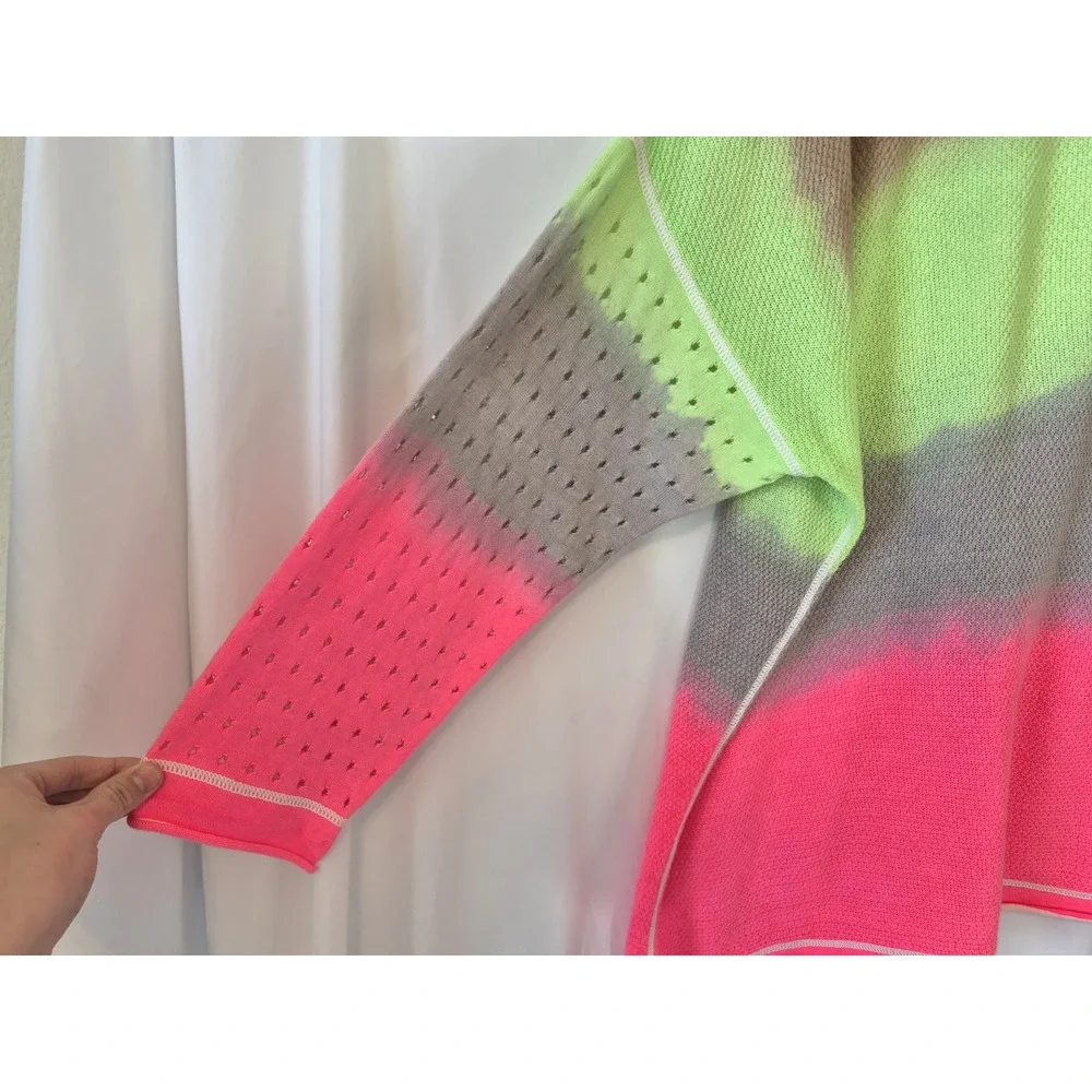 New Lisa Todd Ombre Gradient Rainbow Double Dip Cotton Knit Sweater 3X Plus - Picture 3 of 7